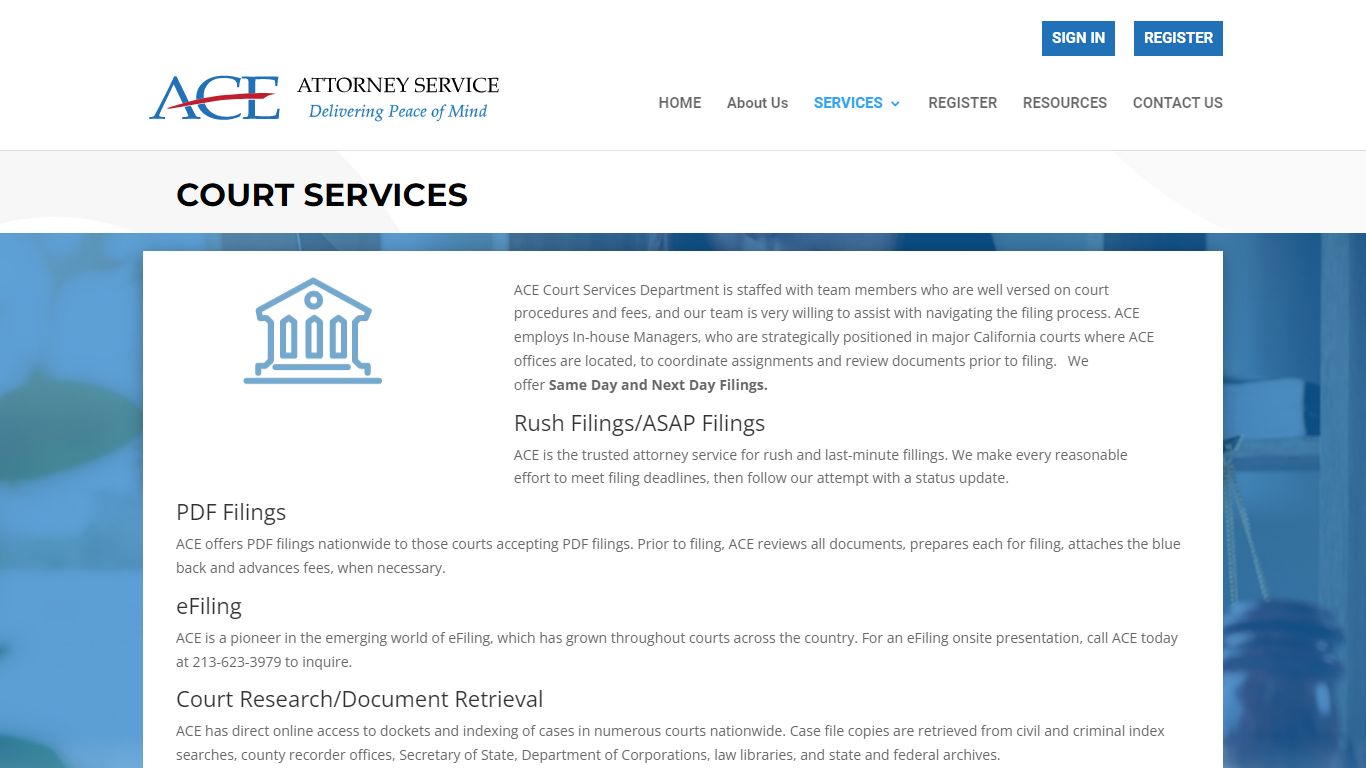 Court Services | Ace Attorney Service Inc.